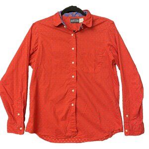 Lands End Red & Blue Polka Dot Button Down Shirt Size 16 Women